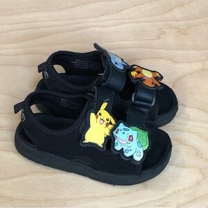 H&M Casual Sandals Black with Pokémon Characters Kids Toddlers Sz 9.